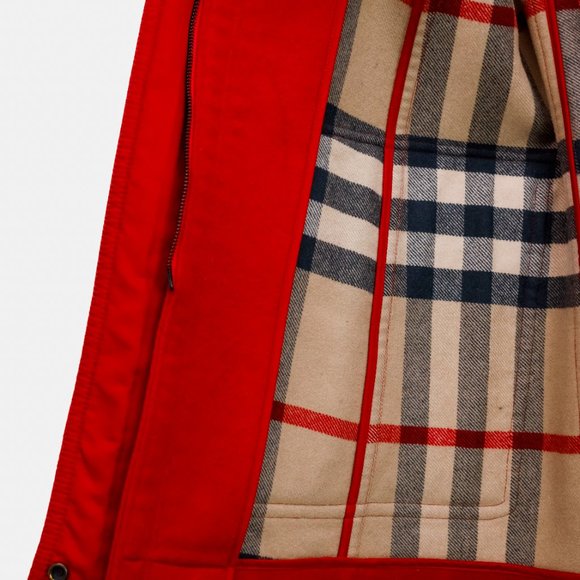 Burberry Brit Red Wool Hooded Coat - Picture 11 of 16